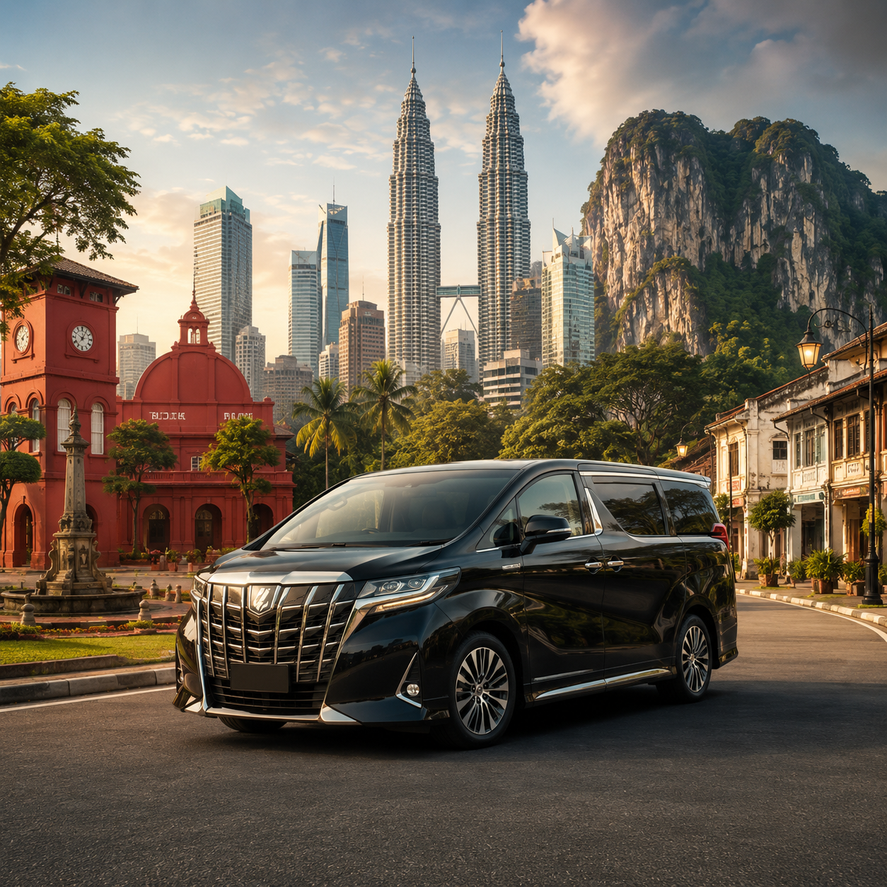 Black Toyota Alphard for private interstate transfers across Malaysia